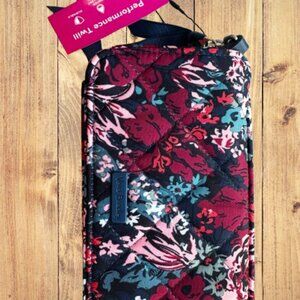 Vera Bradley Iconic RFID 3 in One Crossbody Wallet-Cabbage Rose Cabernet